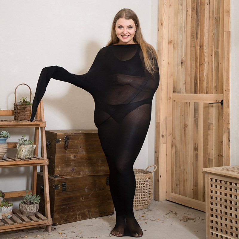 Plus Size Long Pantyhose - Black