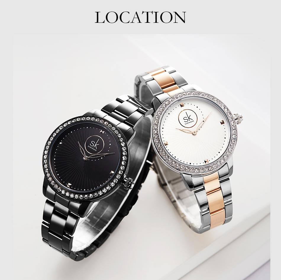 SHENGKE Metal Strap Watch Back View