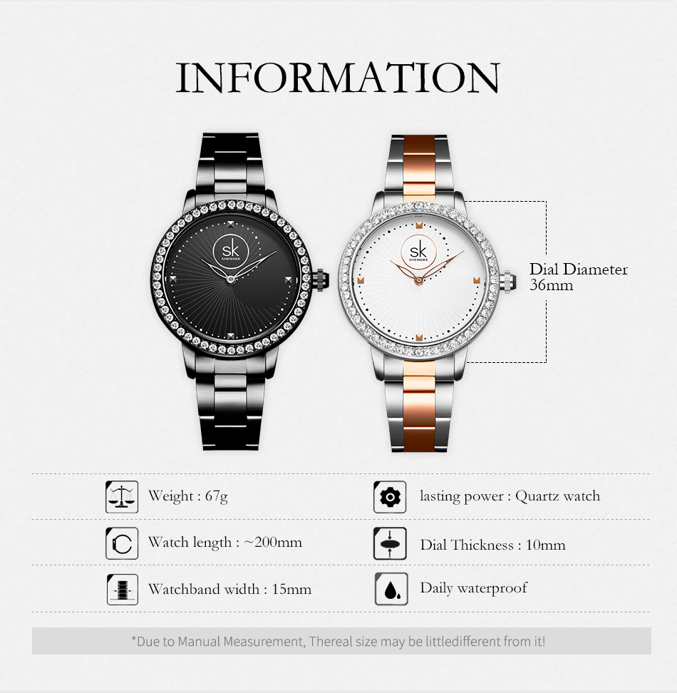 SHENGKE Metal Strap Watch Side View