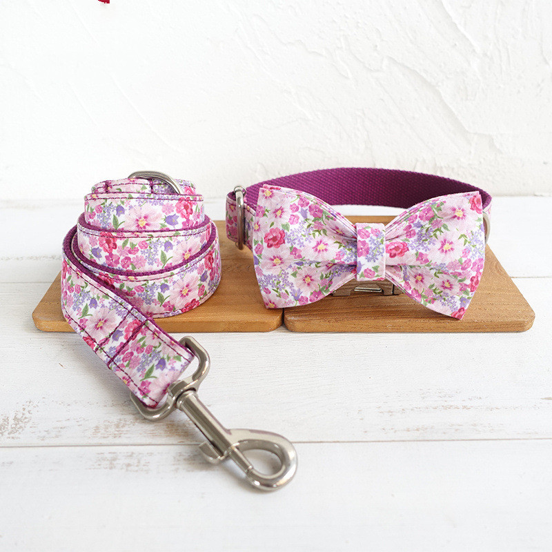 MUTTCO Bow Tie Dog Leash and Collar Set