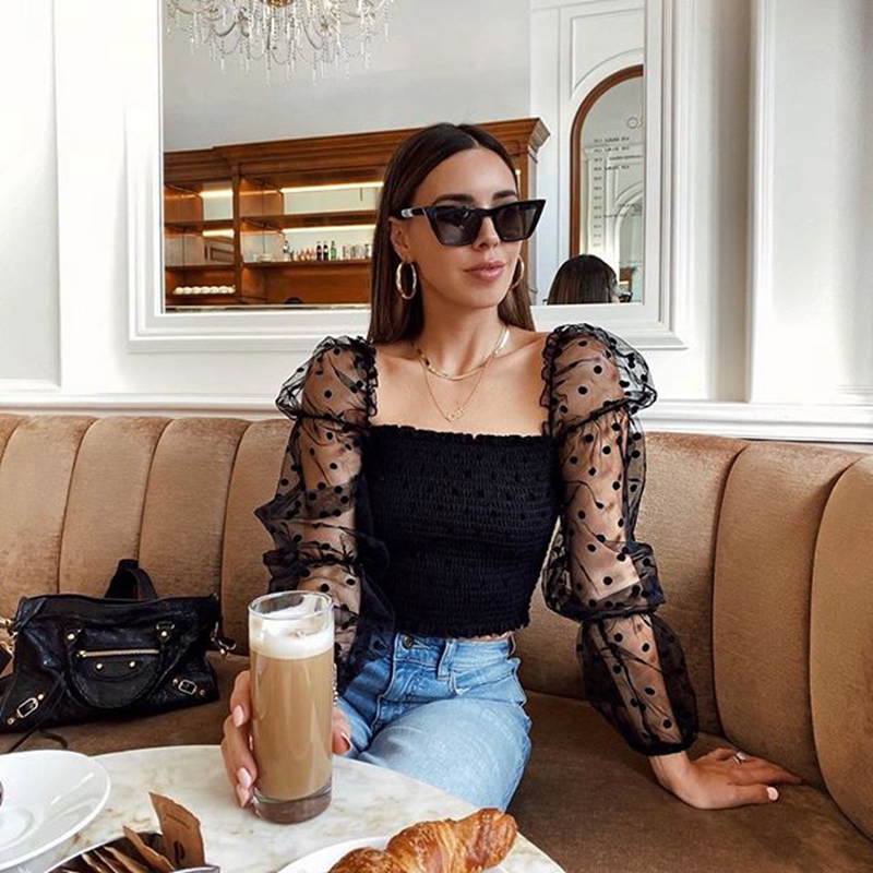 Sheer Puff Sleeve Top