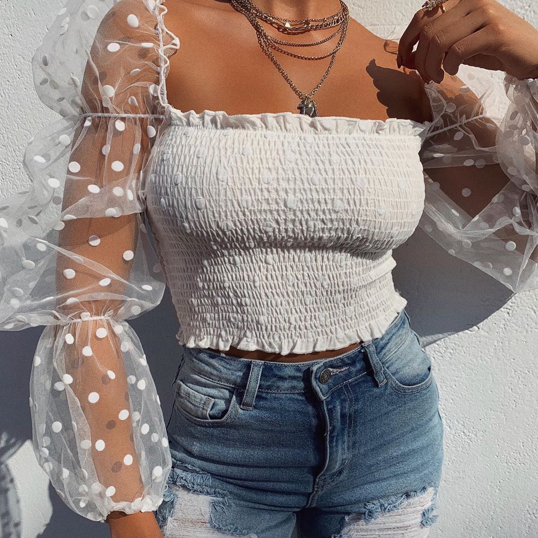 Sheer Puff Sleeve Top