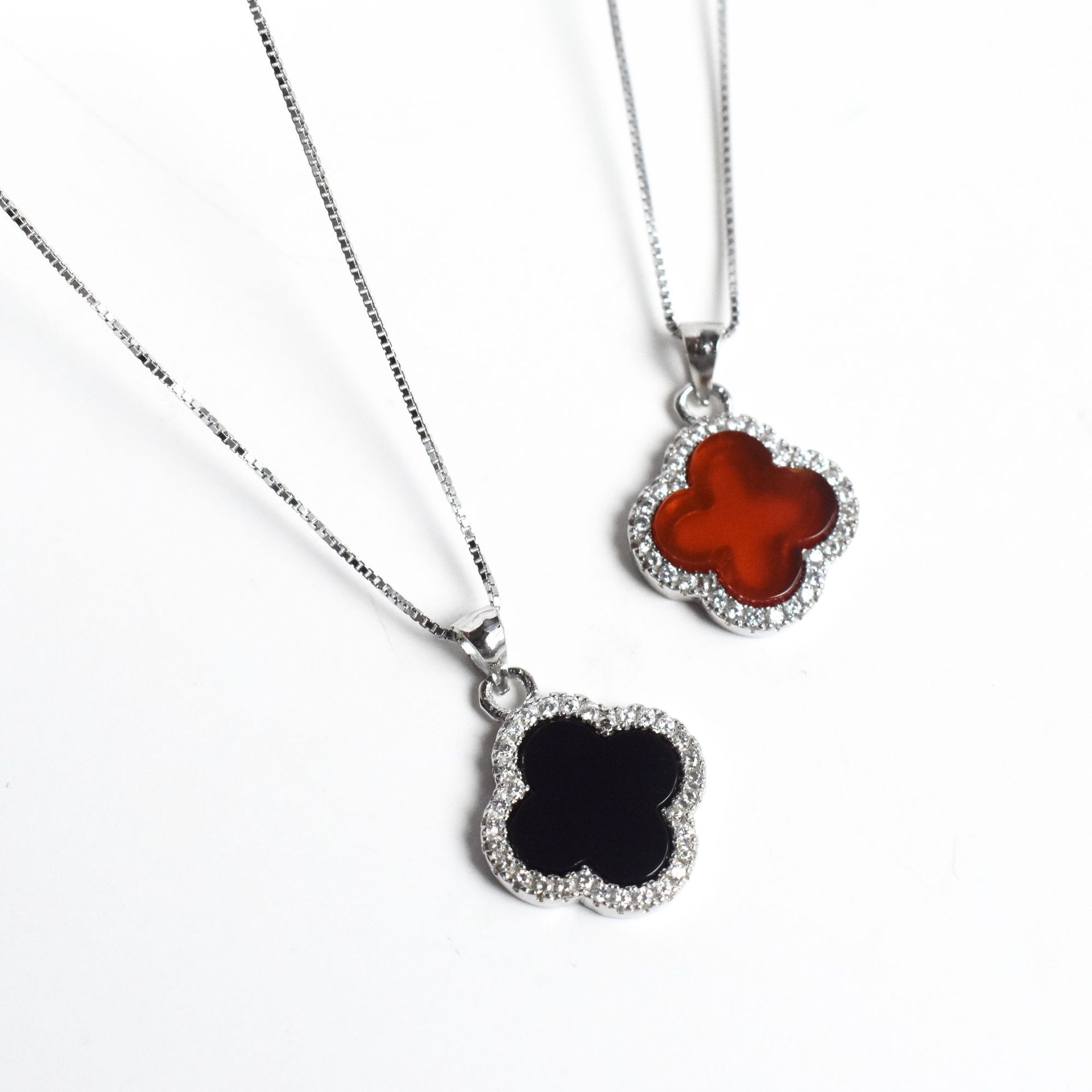 925 sterling silver four-leaf clover necklace