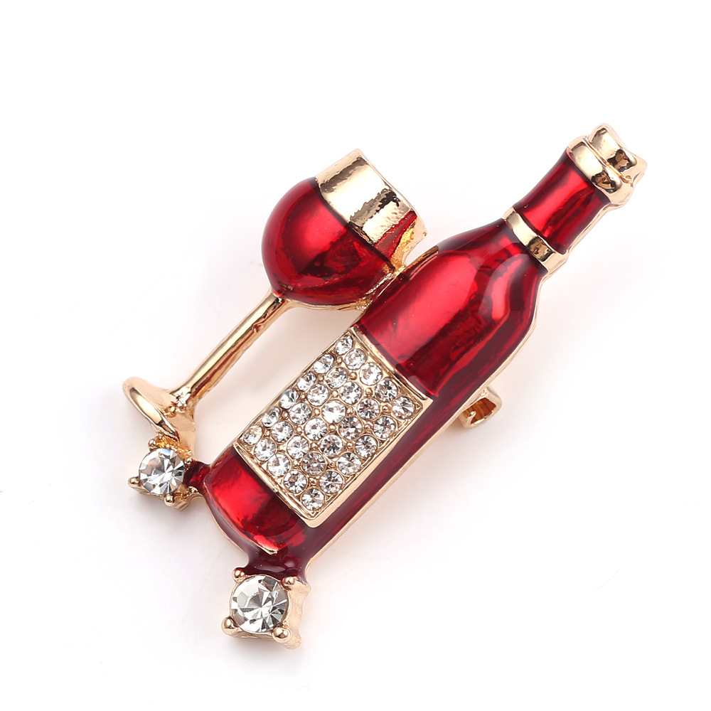 Clothing alloy drop oil diamond wine bottle brooch
