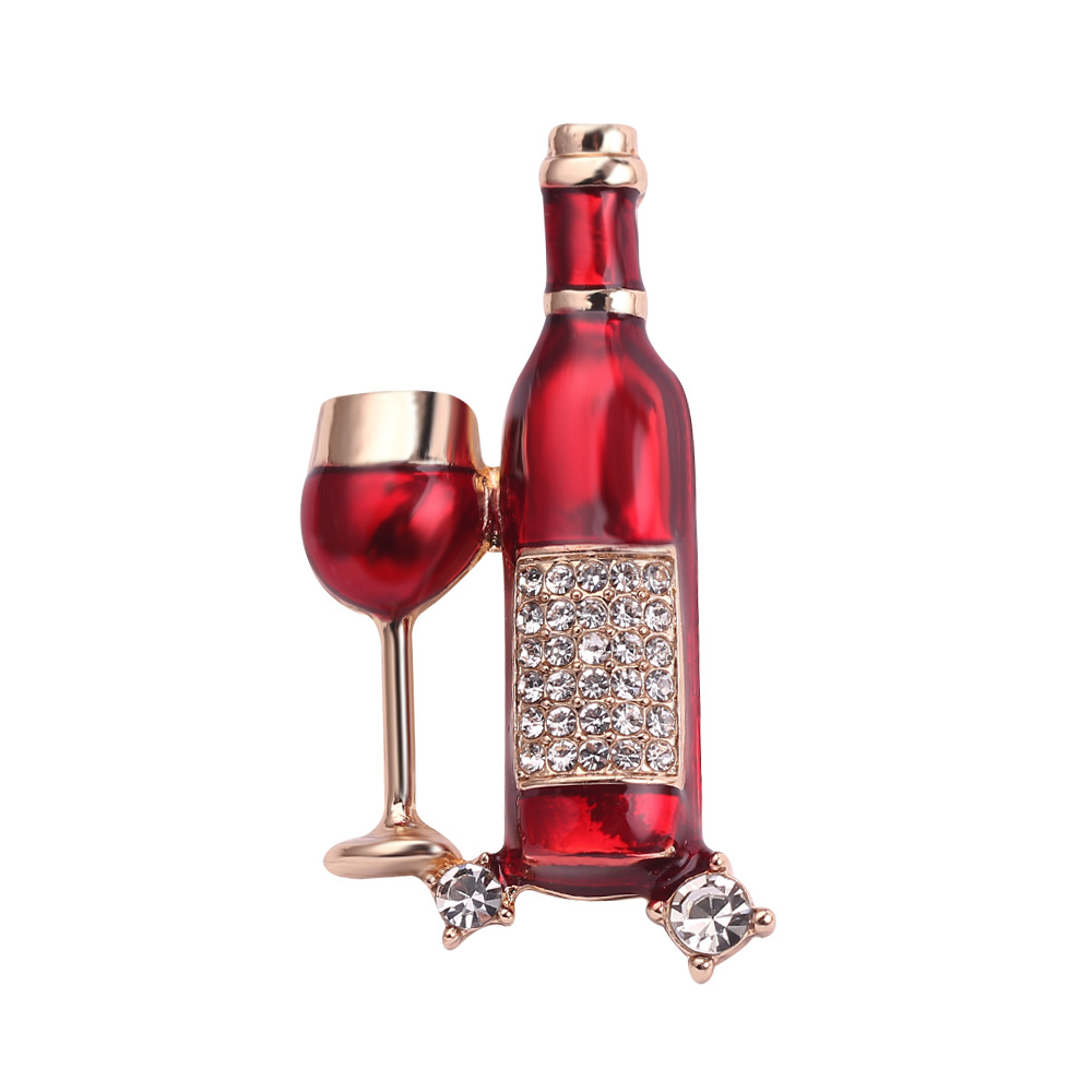 Clothing alloy drop oil diamond wine bottle brooch
