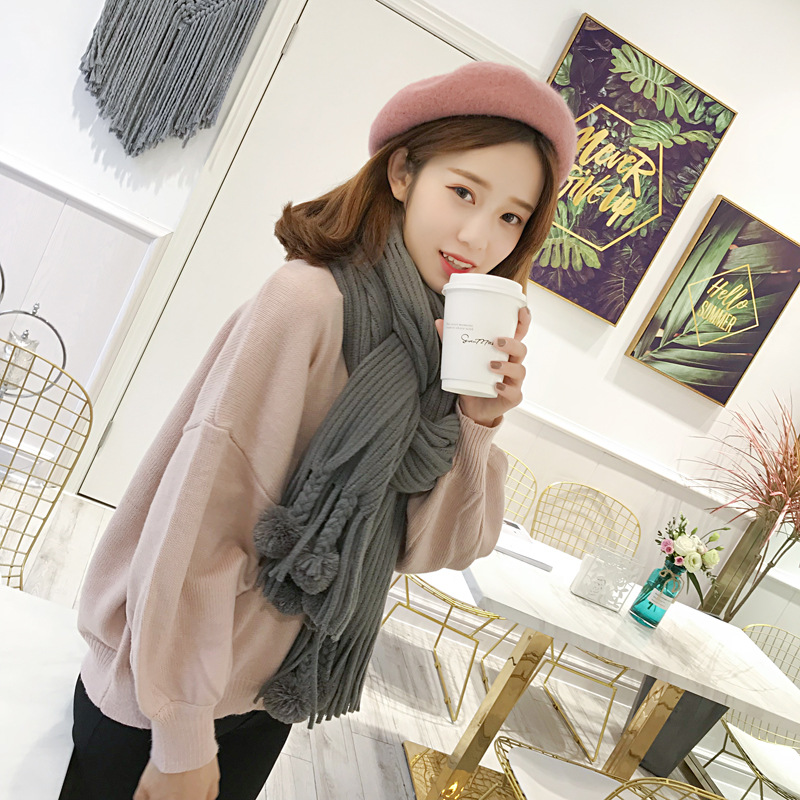 Wool Tassel Scarf Black