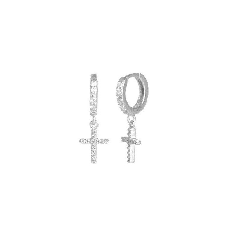 Copper Zirconia Cross Earrings - Design