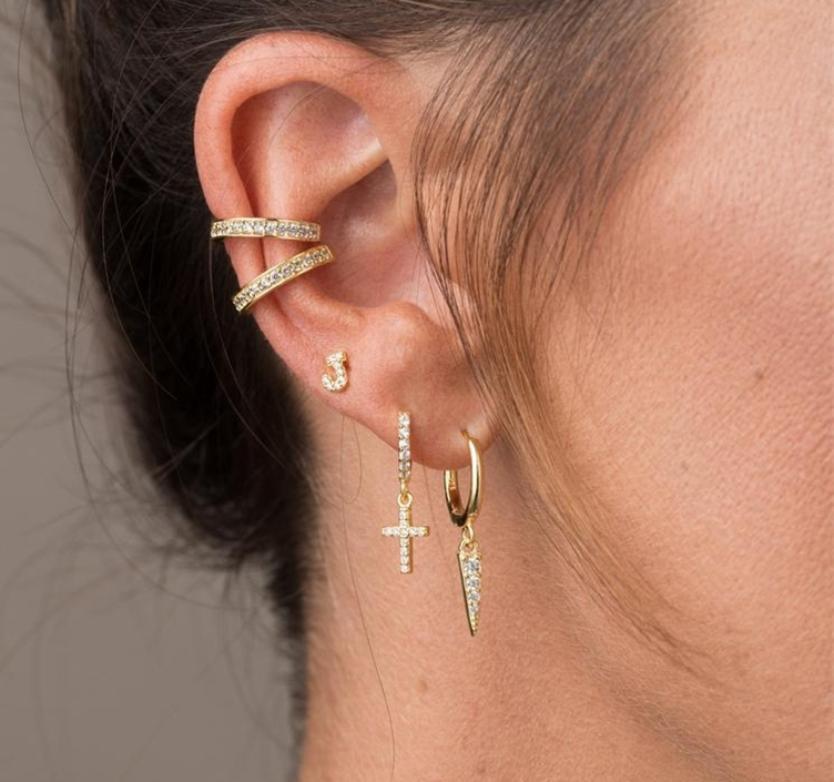 Copper Zirconia Cross Earrings - Elegant Look