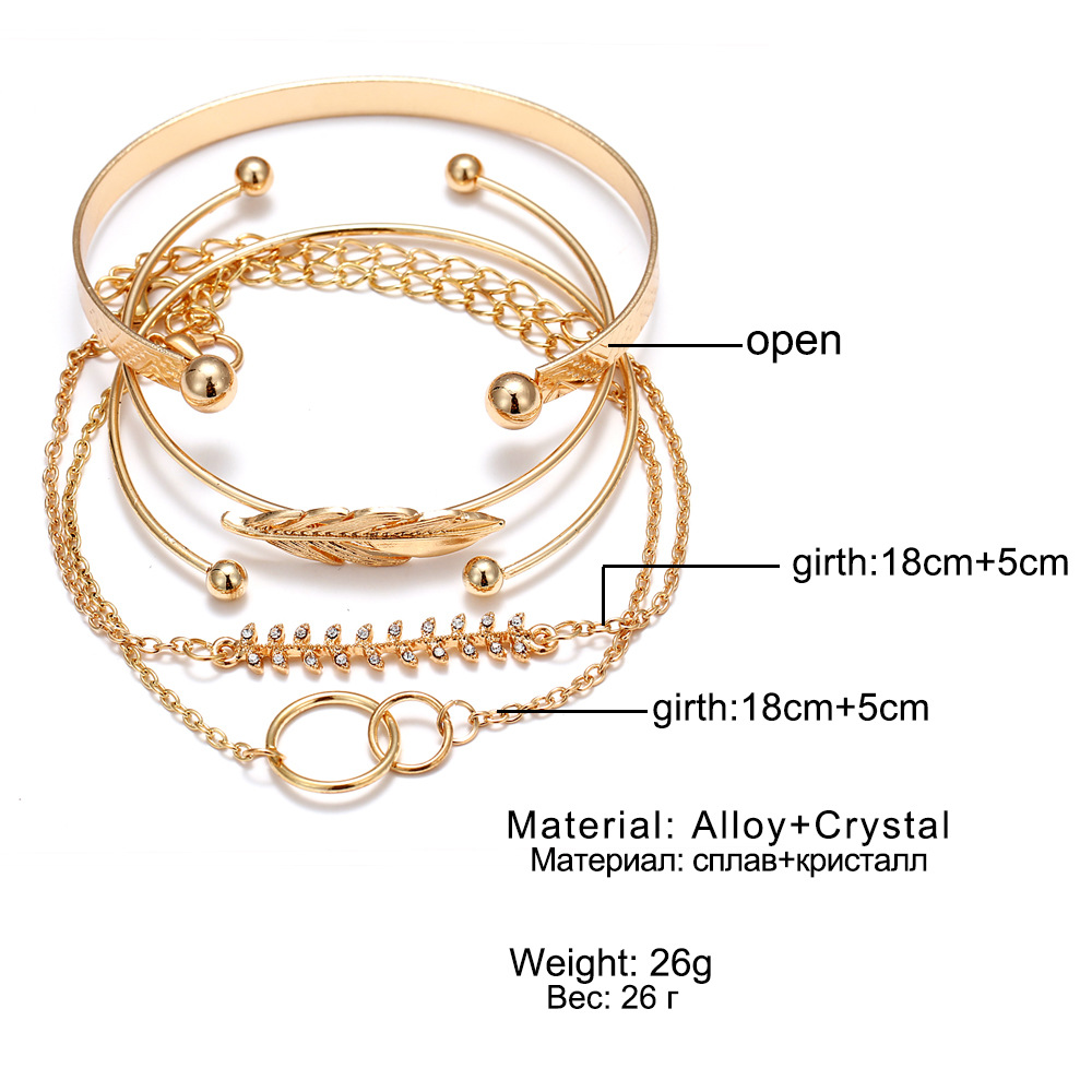 Geometric Hollow Leaf Bracelet Set Image 2