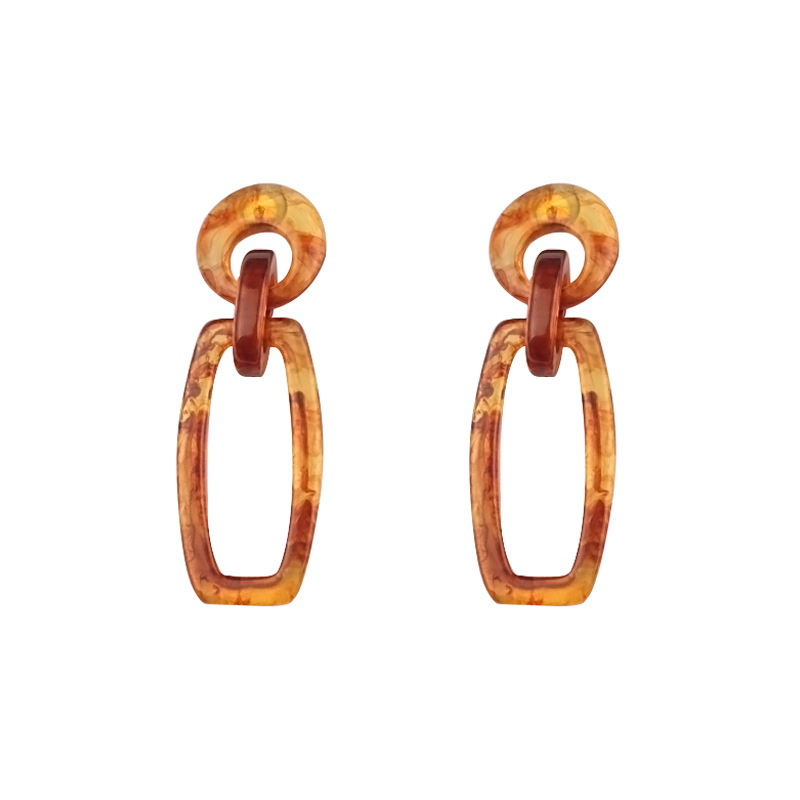 Geometric Acrylic Earrings - Brown