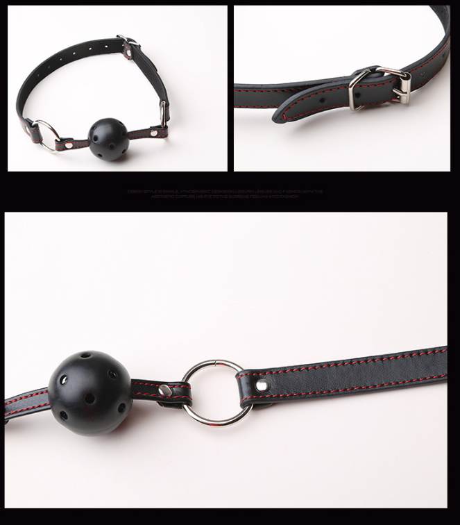 Black PU Leather Mouth Bite Toy