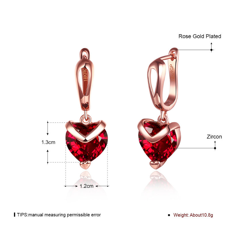 Heart-Shaped Zircon Earrings