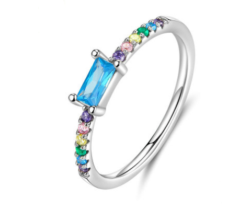 Fashionable Minimalist Platinum-Plated Silver Ring