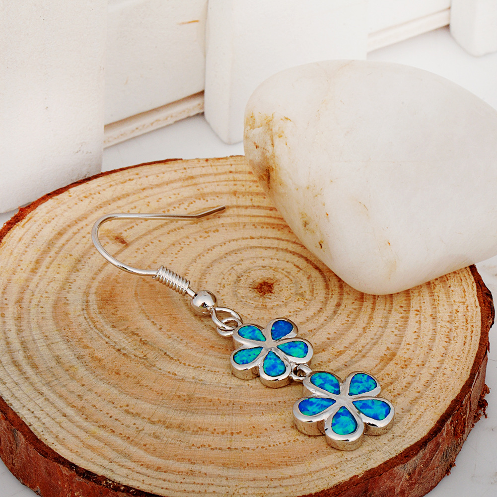 White Faux Opal Clover Earrings