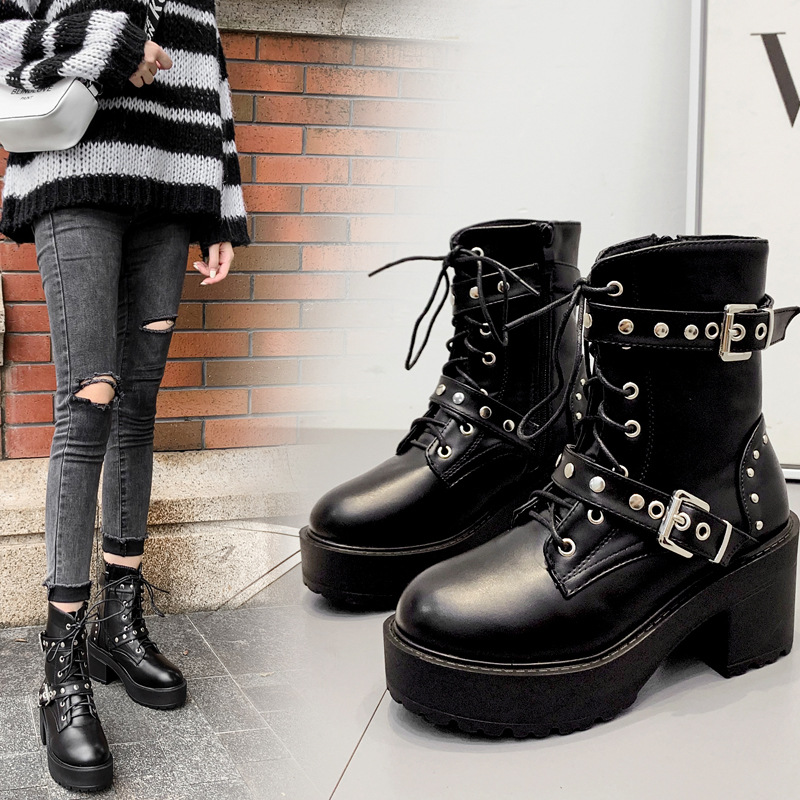 Black Thick Sole Boots