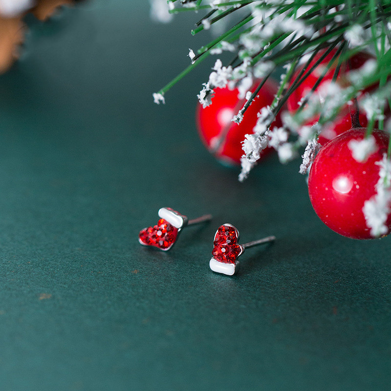 Red Christmas Sock Earrings