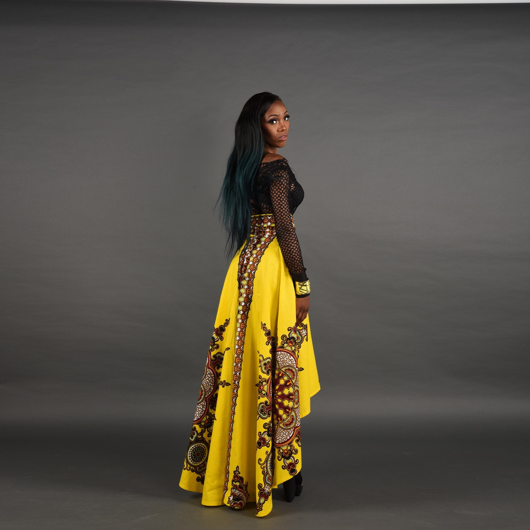 Afro-Print Maxi Dress 8
