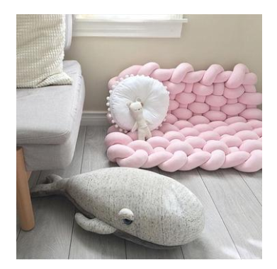 Hand-Woven Braided Mat - Pink