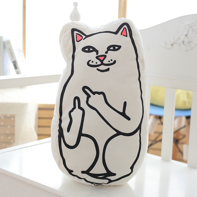 Middle Finger Cat Plush Pillow