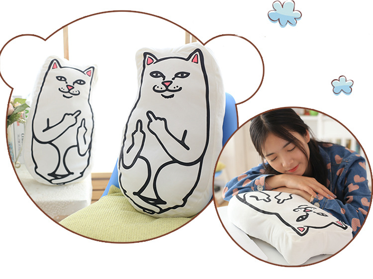 Middle Finger Cat Plush Pillow