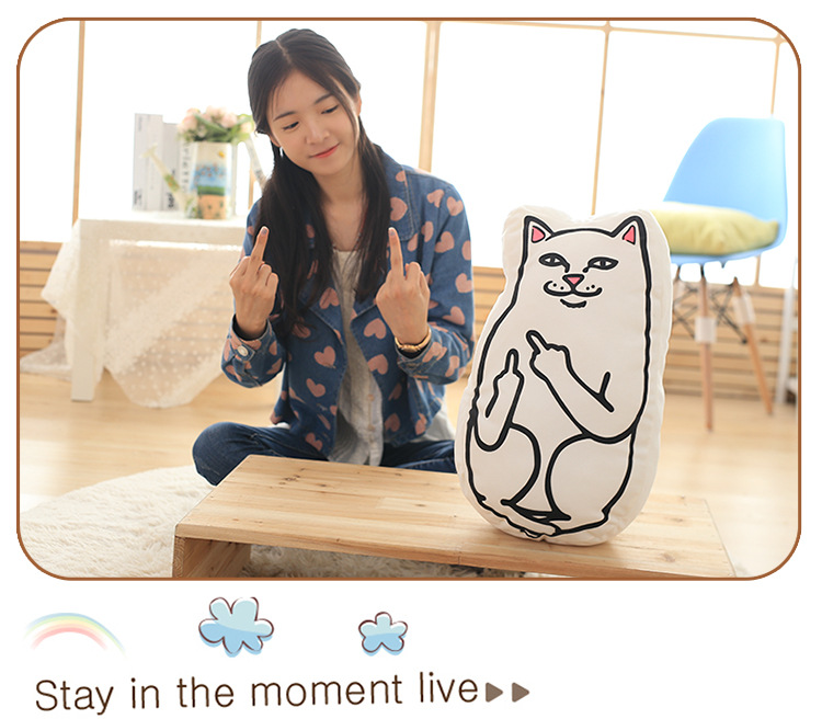 Middle Finger Cat Plush Pillow