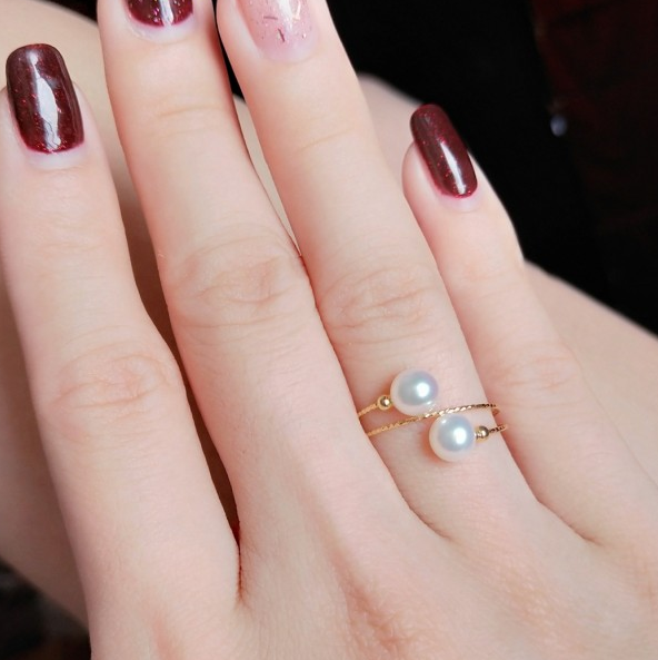 Stylish Pearl Ring on Hand