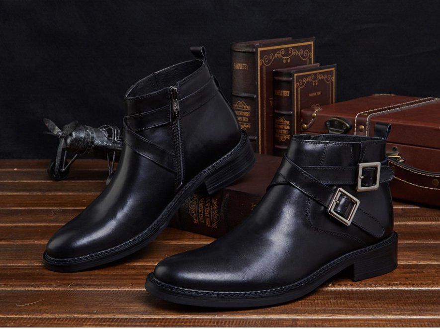 Stylish English High-Top Leather Boots