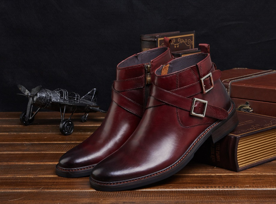 Brown High-Top Leather Boots