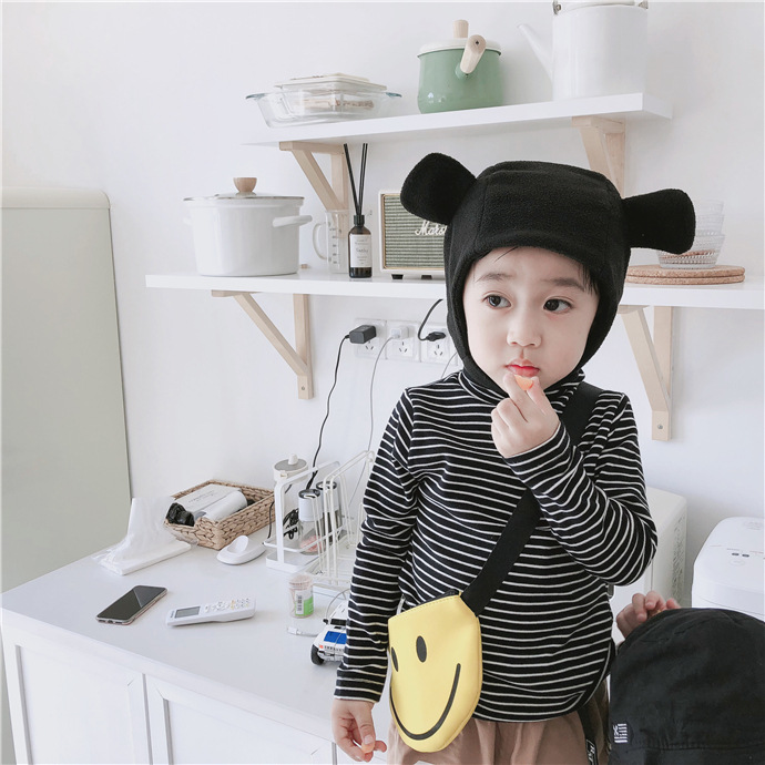 Children's striped high neck bottoming shirt