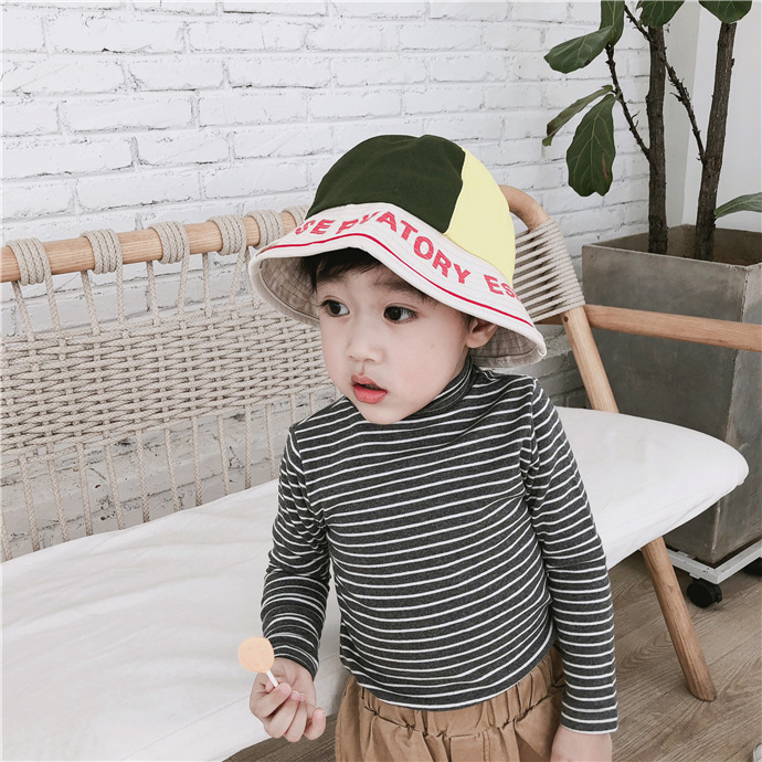 Children's striped high neck bottoming shirt