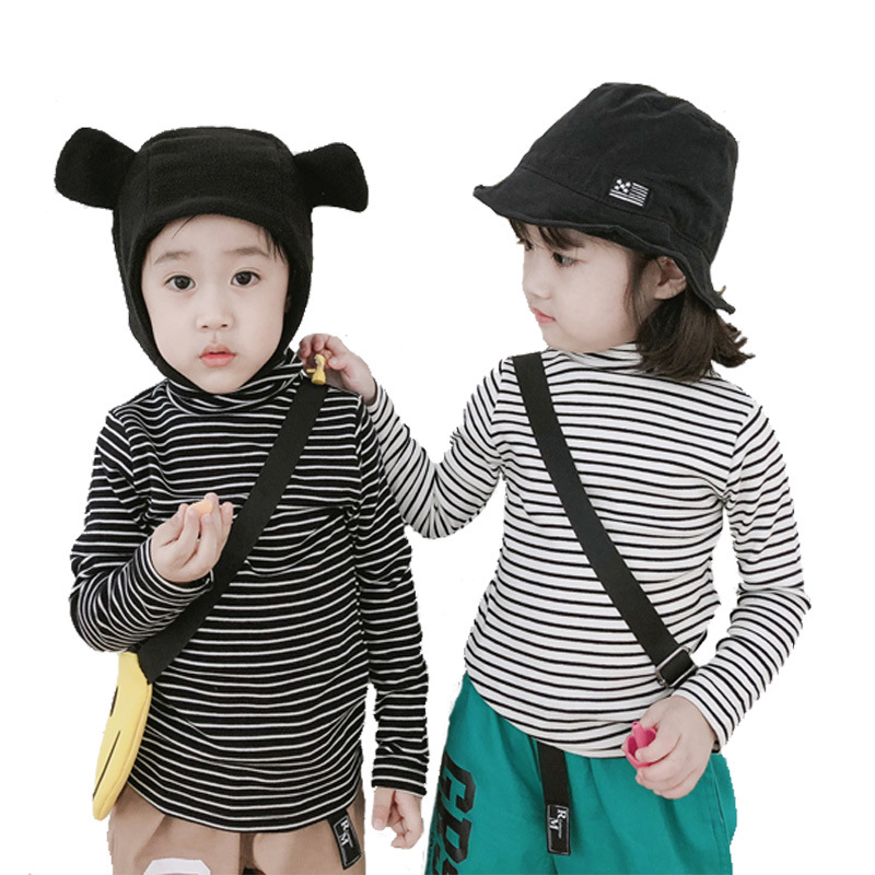 Children's striped high neck bottoming shirt