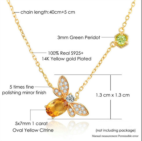 925 Sterling Silver Bee Necklace