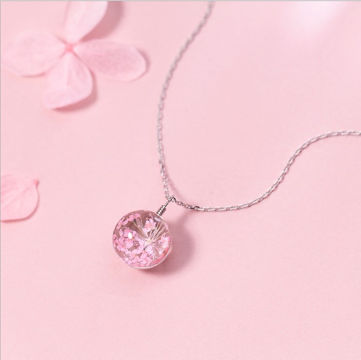 Close-up of Floral Pendant Necklace