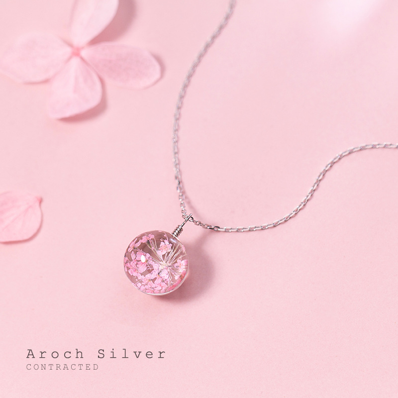 s925 Silver Necklace with Floral Pendant