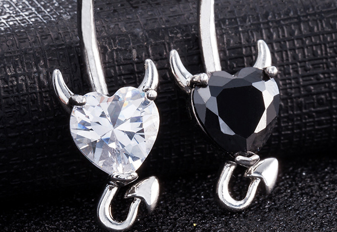 Heart Zircon Crystal Devil Belly Button Ring Navel Piercing 316L Stainless Belly Button Rings Sexy Body Jewelry Pircing Ombligo