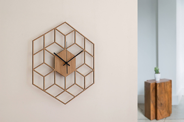Modern Geometric Wooden Wall Clock Image 4