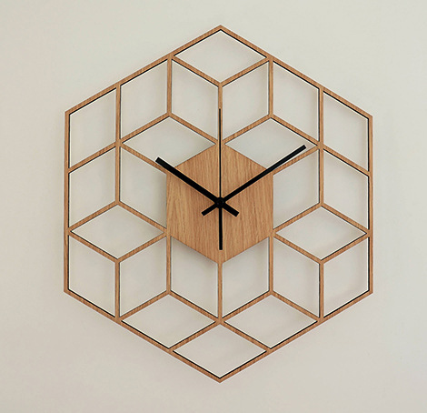 Modern Geometric Wooden Wall Clock Image 6