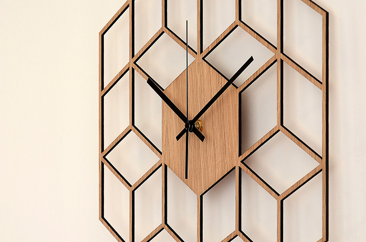 Modern Geometric Wooden Wall Clock Image 5