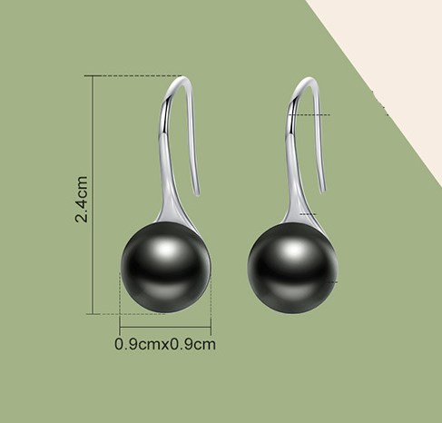 Elegant 925 Silver Earrings with Black Pearl