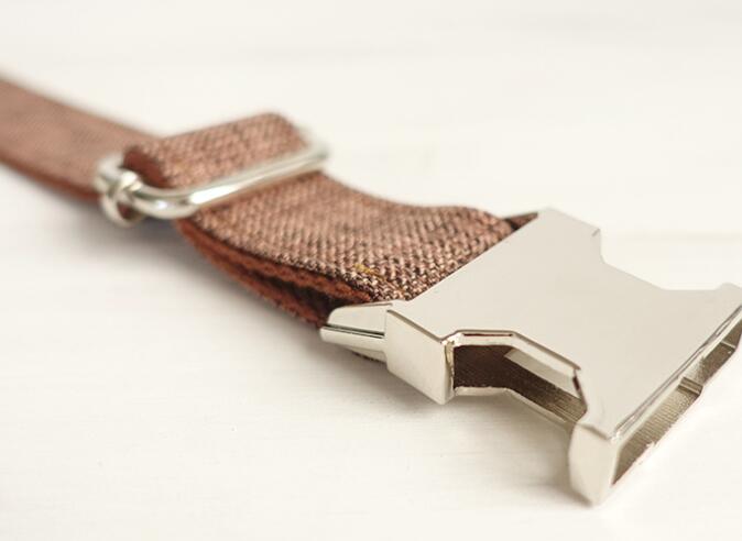 Close-up of Brown Checkered Dog Collar