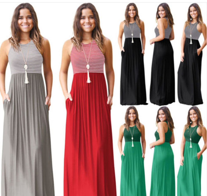 Summer Striped Maxi Dress
