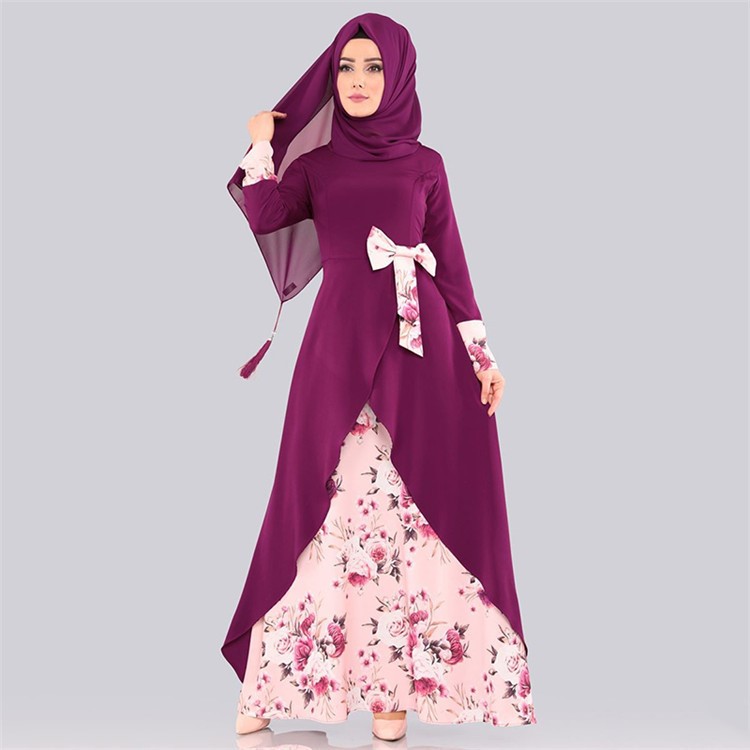 Muslim Women's Floral Patchwork Long Dress