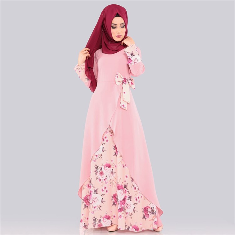 Muslim Women's Floral Patchwork Long Dress
