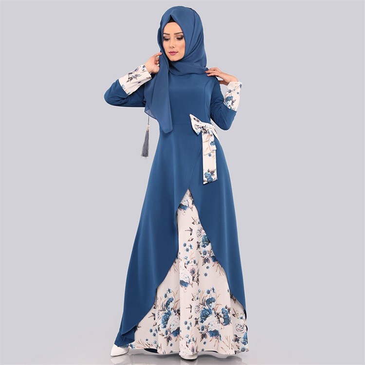 Muslim Women's Floral Patchwork Long Dress