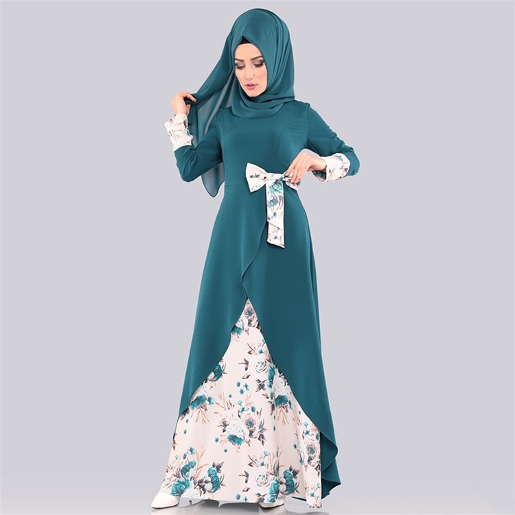 Muslim Women's Floral Patchwork Long Dress
