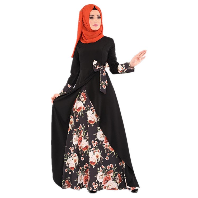 Muslim Women's Floral Patchwork Long Dress