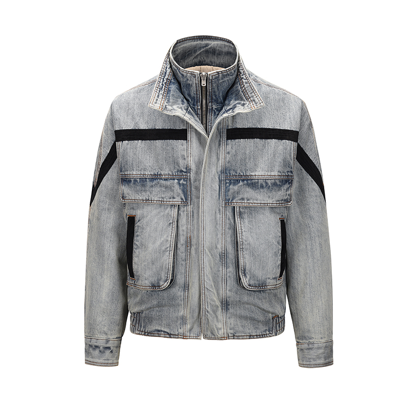 Vintage-washed denim jacket back view