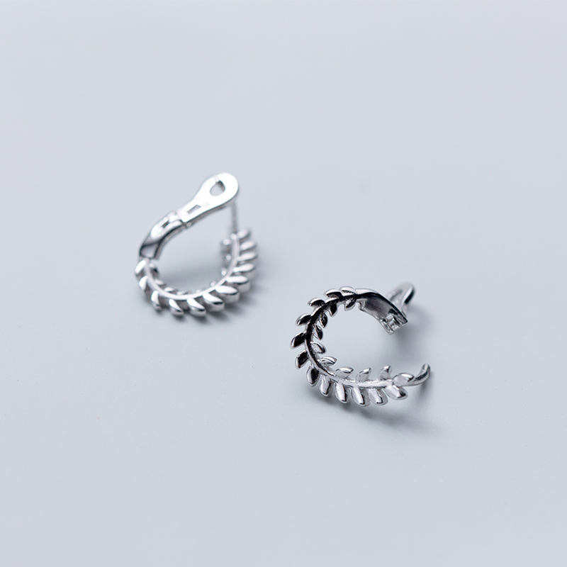 s925 Silver Leaf Earrings Image 3