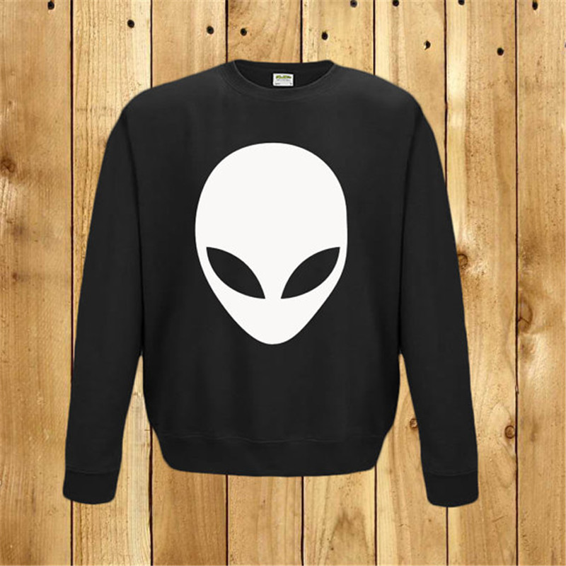 Alien Print Hoodie Black