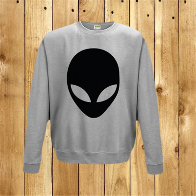 Alien Print Hoodie Grey